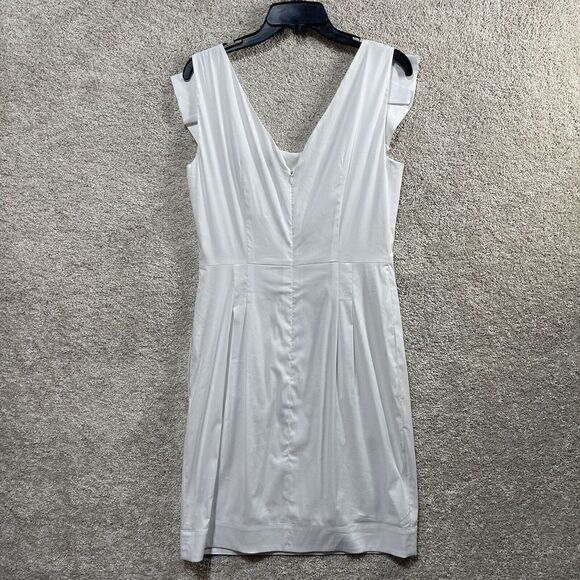 BCBGMAXAZRIA Dress NWOT Women‎ 8 White Collared Sleeveless Sheath Cotton Stretch - Picture 4 of 9